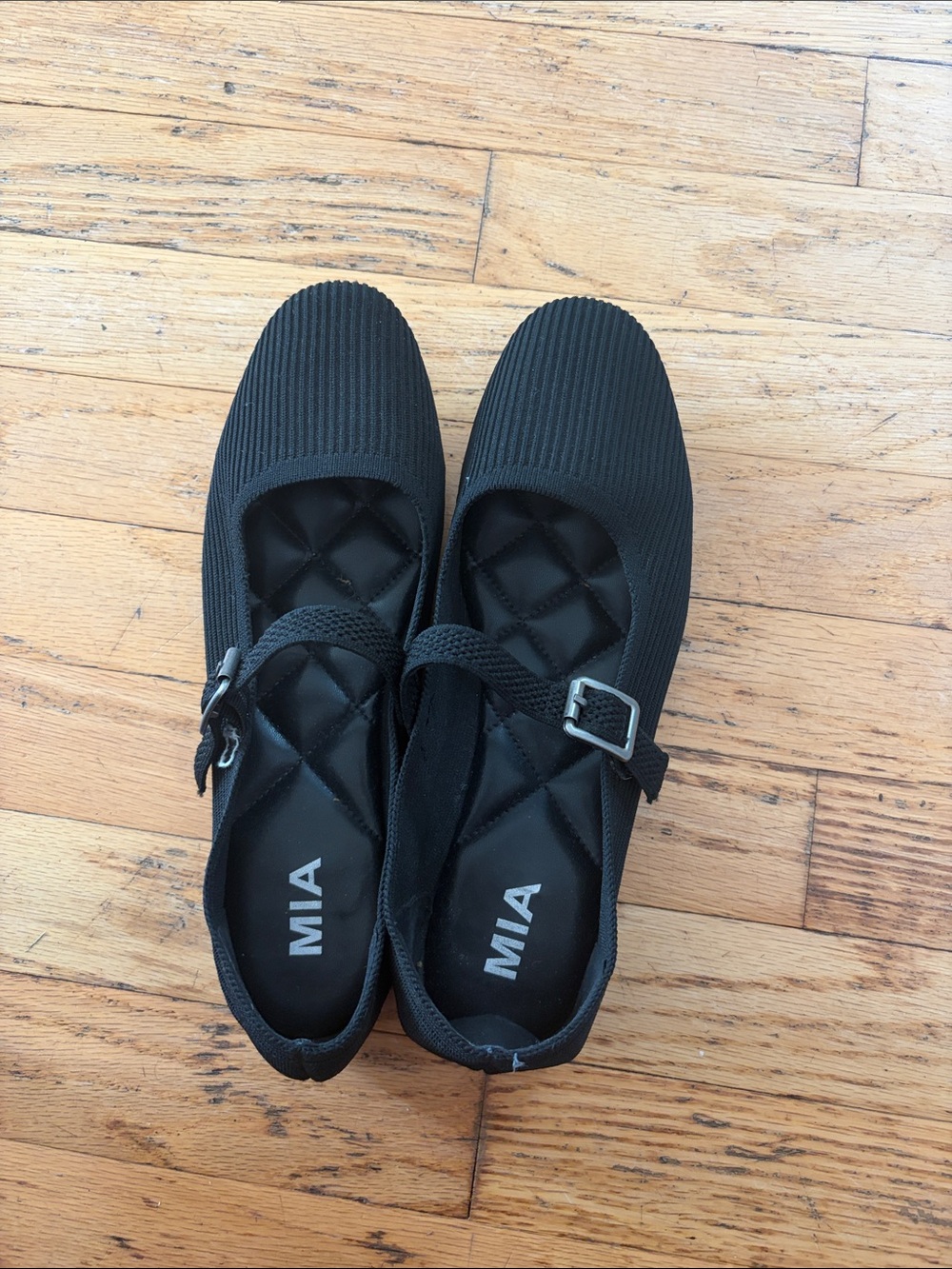MIA Black Quilted-Insole Mary Jane Flats with Buckle